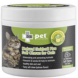 Dr. Pet 去毛球美毛天然肉粒(三文魚味) 貓用補健品75g