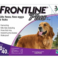 FRONTLINE PLUS FLEA AND TICK TREATMENT FOR DOGS - 20-240KG （ 2.68ML X 3PCS )
