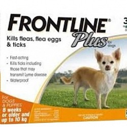 Frontline Plus Flea and Tick Treatment for Dogs - 8 weeks or up to 10kg （ 0.67ml x 3pcs )