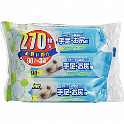 Joypet Pet Wipes (For Feet and buttocks) (3 Package) 90pcs x 3packs