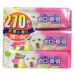 Joypet Pet Wipes (For Eyes,Ears,Mouth) 90pc x3 packs