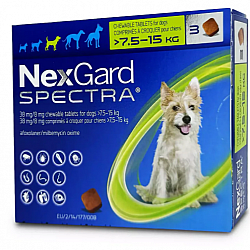 NexGard SPECTRA (Flea, Tick, Heartworm and Worm Prevention) Chewables For Dogs M (>7.5 - 15kg)