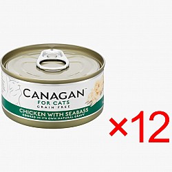(原箱優惠) Canagan Cats Chicken with Seabass 貓主食罐-無穀物-雞肉+鱸魚 75gX12