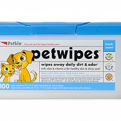 Petkin 天然蘆薈潔身紙- 家庭裝 (100片) (適用於狗、貓、幼犬、幼貓)