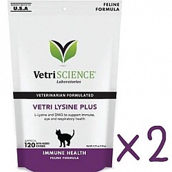 (孖裝優惠) VetriScience Vetri Lysine Plus 貓用免疫系統營養補充小食 120粒裝