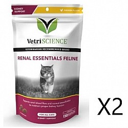 (孖裝優惠) Vetri science Renal Essentials Feline貓隻腎臟補充咀嚼肉粒120粒