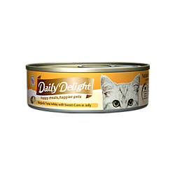 Daily Delight 白鰹吞拿魚+甜玉米(啫喱狀) 貓糧 貓罐頭 80g #DD56