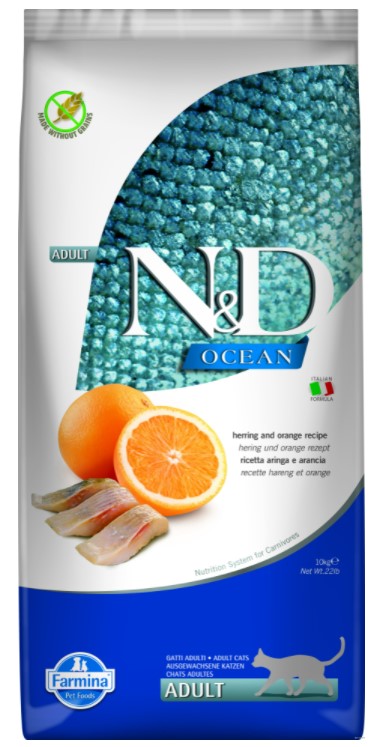 Farmina N&D 成貓專用 天然無殼物系列 魚及橙味 10kg