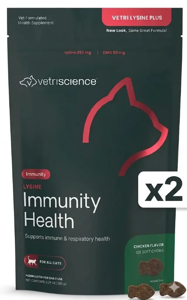 (Twins Set) VetriScience Vetri-Lysine Plus Bit-Sized Chews For Cats (120 Chews)