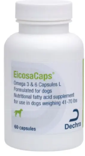 Dechra EicosaCaps Omega 3 & 6 Fish Oil Nutritional Capsules - (Suitable for dogs 41-70 pounds) 60 capsules per box