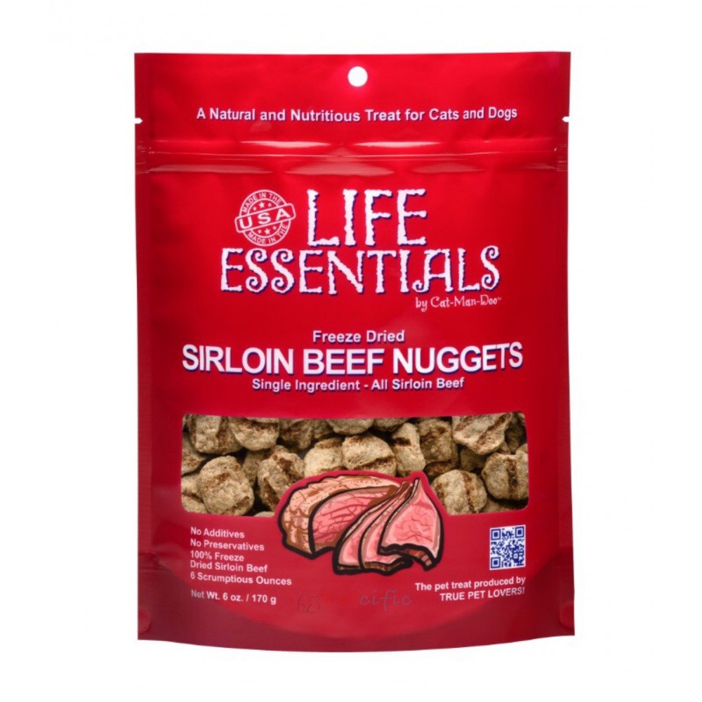 Cat-Man-Doo Life Essentials Freeze Dried Sirloin Beef Nuggets  3oz 