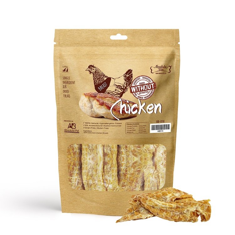 Absolute Bites Air Dried Chicken Breast Dog Treats 130g (Made in USA)