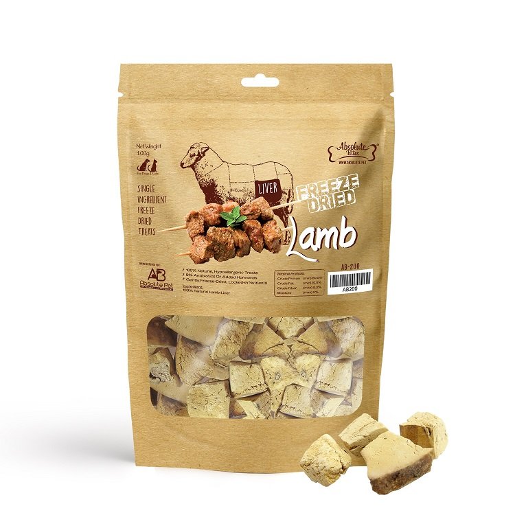 Absolute Bites Freeze Dried Lamb Liver Dog Treats 50g (Made in USA)