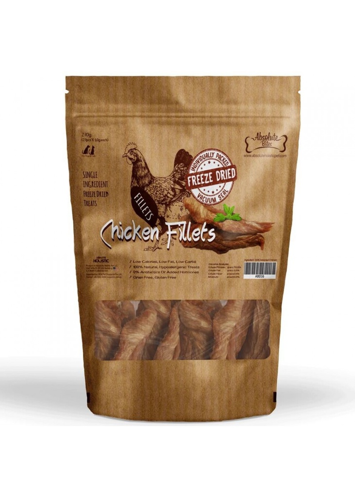 Absolute Bites Freeze Dried Chicken Fillets 70g (Made in USA)