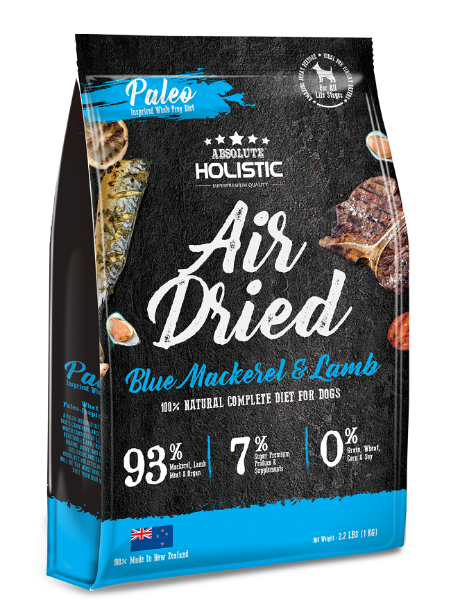 Absolute Holistic 無穀物脫水風乾肉片狗糧-羊,鯖魚,綠貽貝,牛磺酸1kg