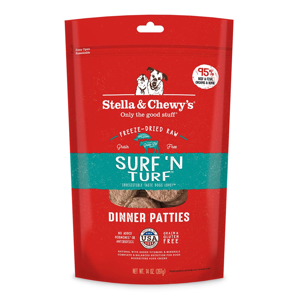 Stella & Chewy's 狗凍乾生肉主糧 Surf&Turf Dinner海陸佳餚(牛肉及三文魚配方)25oz