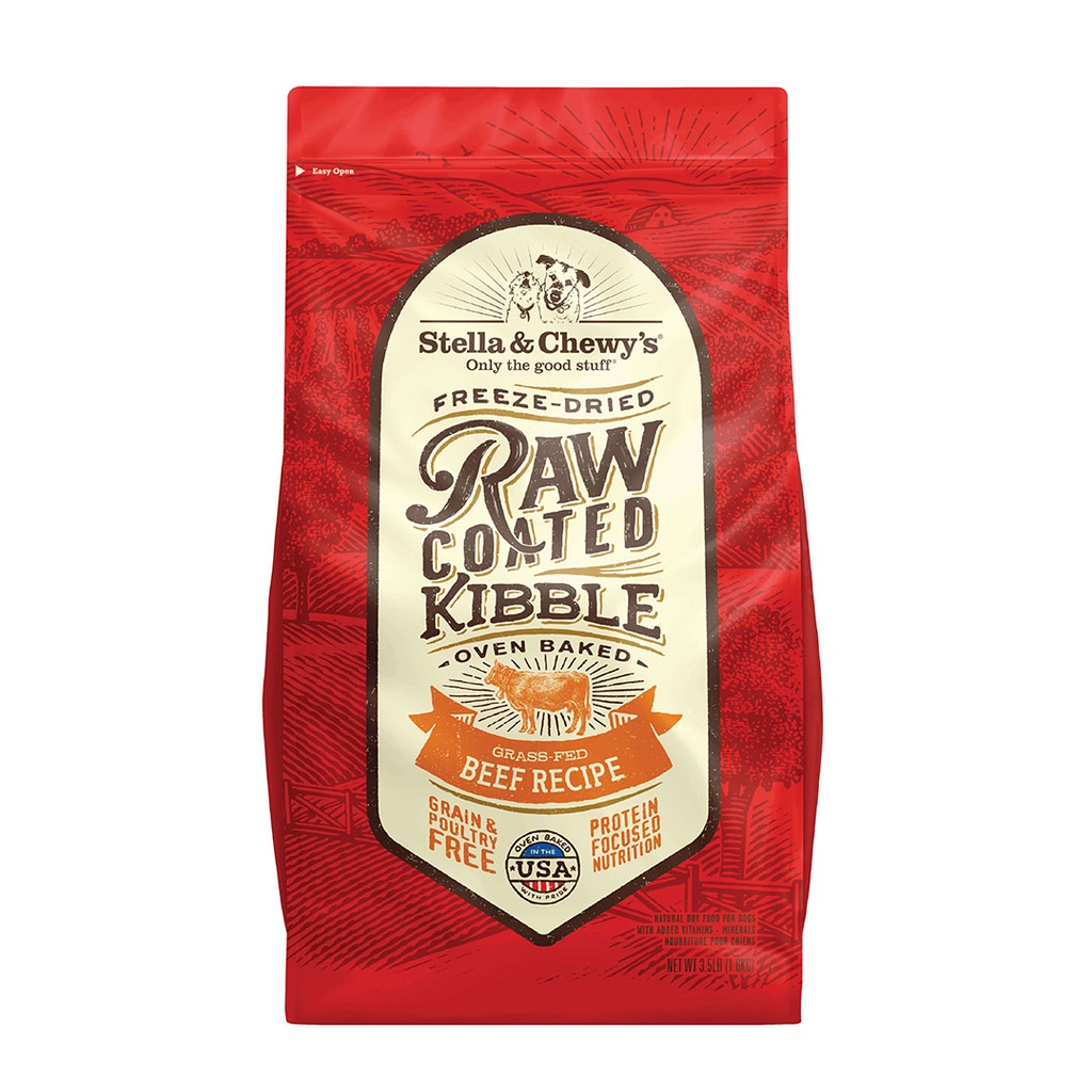 Stella & Chewy's Raw Coated Baked Kibble Dogs(Grass-Fed beef ) 3.5lbs