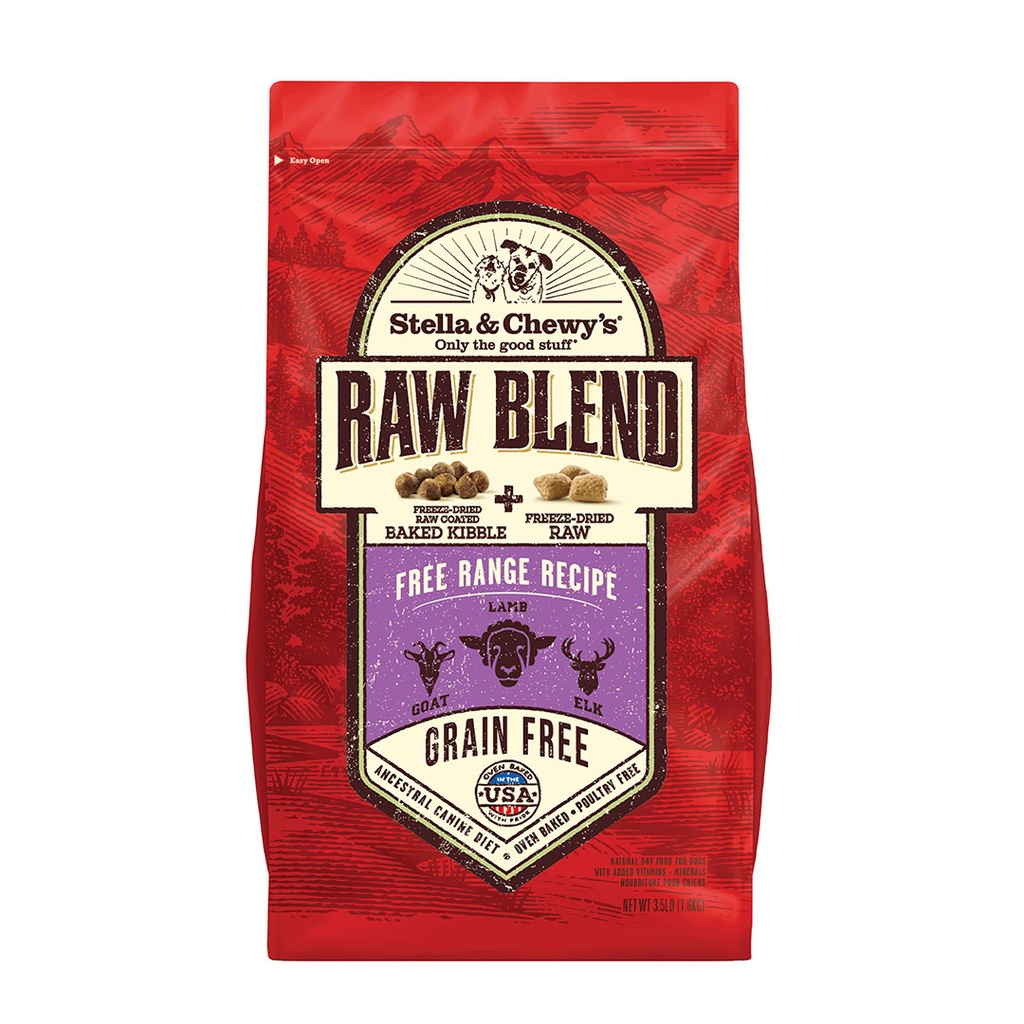 Stella & Chewy's Raw Blend Baked Kibble低溫烘焙狗乾糧+凍乾生肉粒 (小羊撞鹿配方) 22lbs 