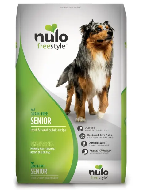 Nulo FreeStyle High-Protein Kibble For Seniors Trout & Sweet Potato Recipe Dry Dog Food 24lbs
