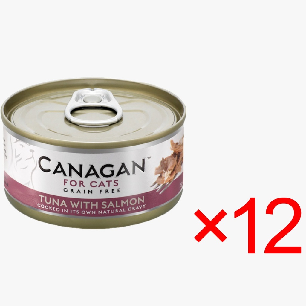 (原箱優惠) Canagan 貓主食罐-無穀物-吞拿魚伴三文魚 75gX12