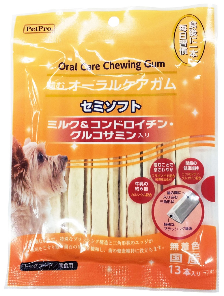 「日本直送」PetPro Oral Care Chewing Gum 三角牛奶潔齒骨磨牙棒 (含軟骨素/氨基葡萄糖) 狗狗小食13枝 Made in Japan