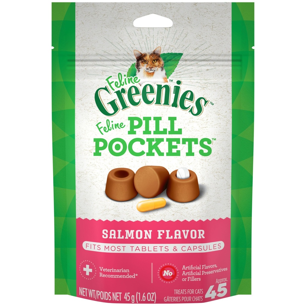 Greenies Pill Pockets For Cats (Salmon Flavor ) 1.6oz