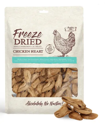 Absolute Bites Freeze Dried Chicken Heart Cat Treats 40g
