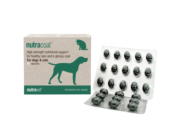Nutravet Nutracoat Healthy Skin & Glossy Coat Supplement For Cats & Dogs 45Capsules