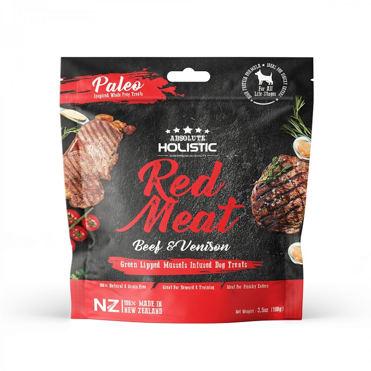 Absolute Holistic 低溫風乾狗小食-草飼牛+鹿肉100g 