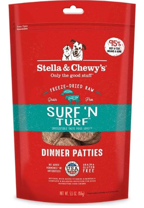 Stella & Chewy's 狗凍乾生肉主糧 Surf&Turf Dinner海陸佳餚(牛肉及三文魚配方)5.5oz