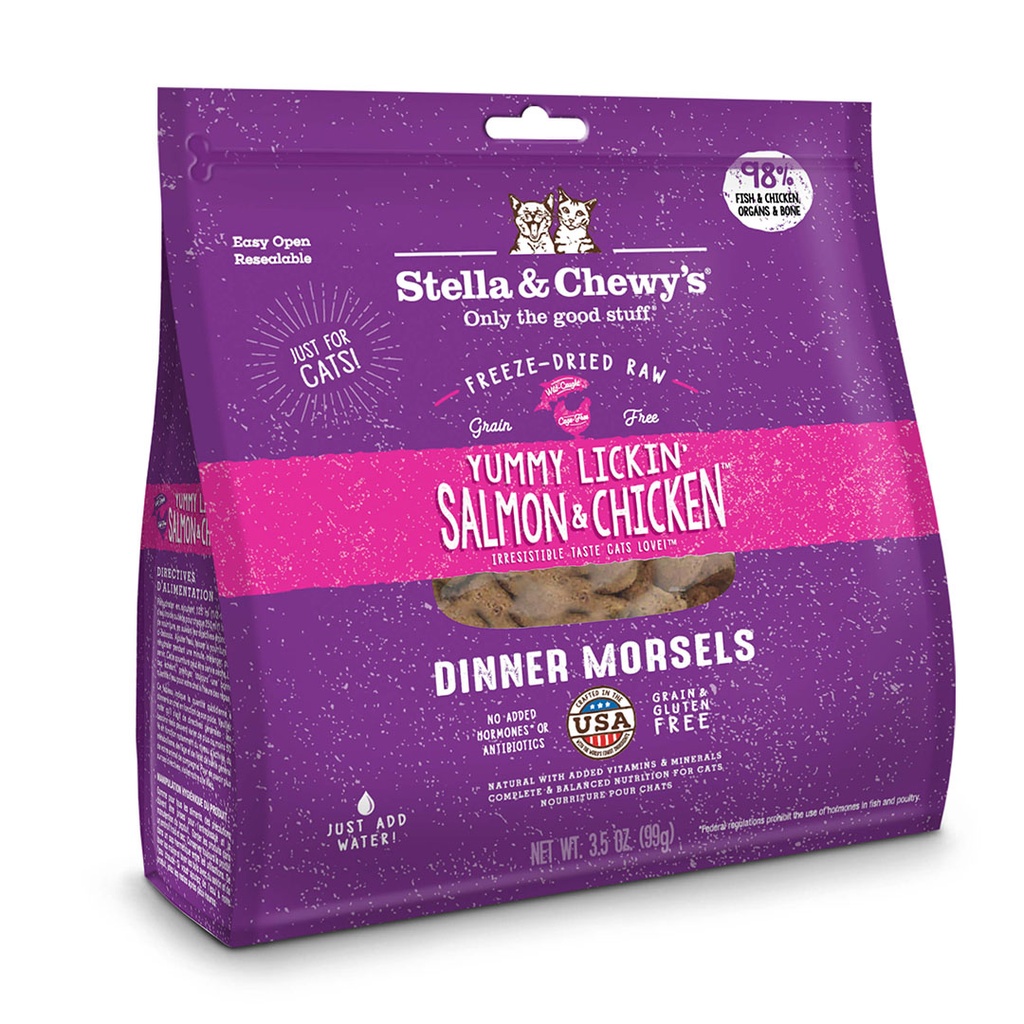 Stella & Chewy's Salmon & Chicken Dinner Morsels Grain-Free Freeze-Dried Dry Cat Food 3.5oz