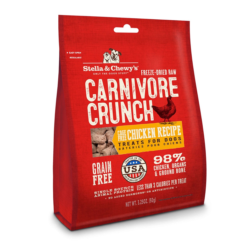 Stella's & Chewy's Freeze Dried Carnivore Crunch - Chicken 美國 貓犬可用 凍乾生肉小食 (雞肉配方) 3.25oz 