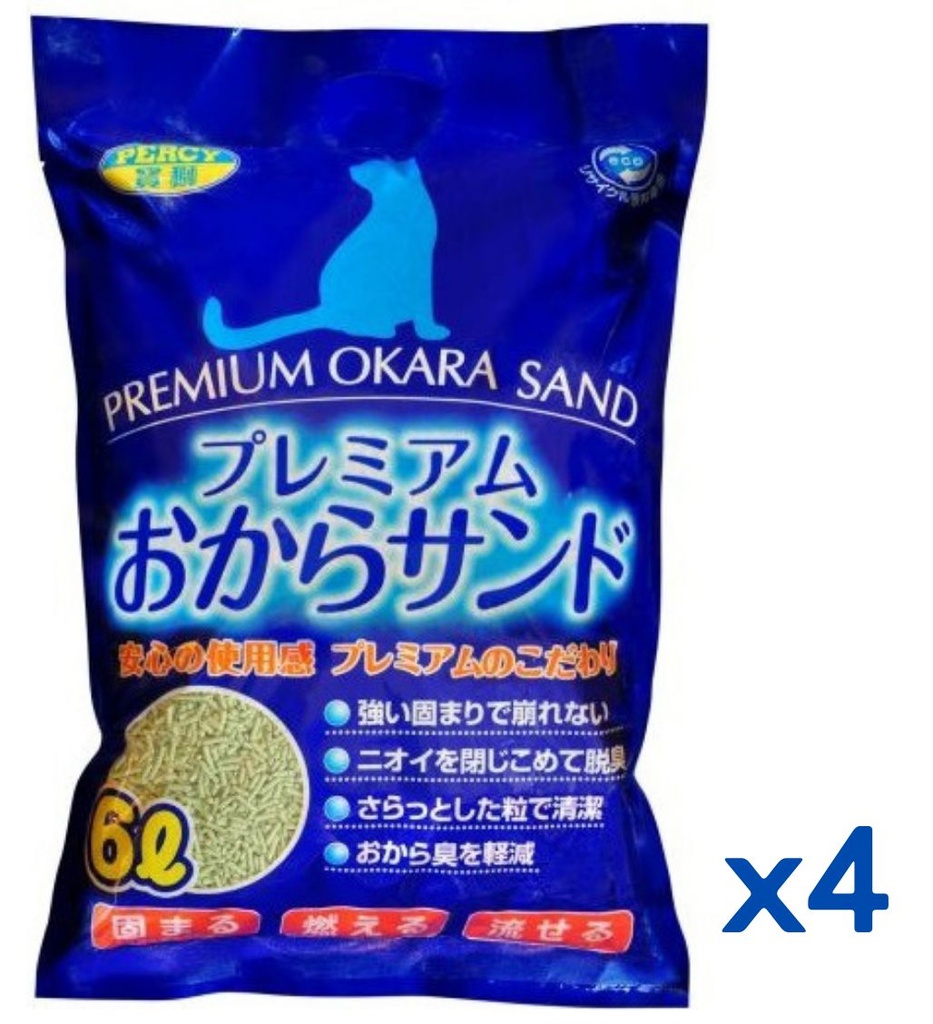 Percy Premuim Okara Sand (Green Tea) 6L x 4