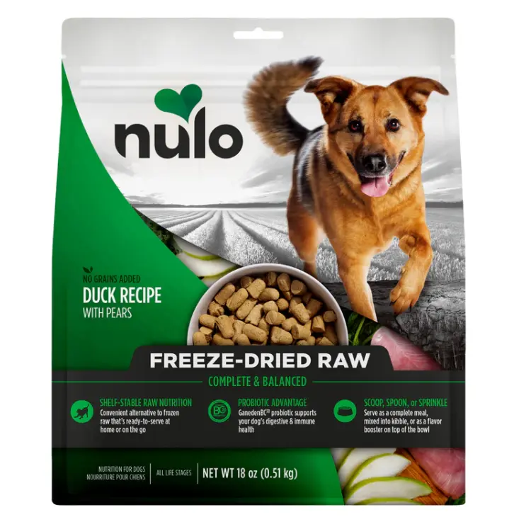 Nulo Freestyle Grain-Free Freeze-Dried Raw Duck with Pears Recipe Dog Food 18oz
