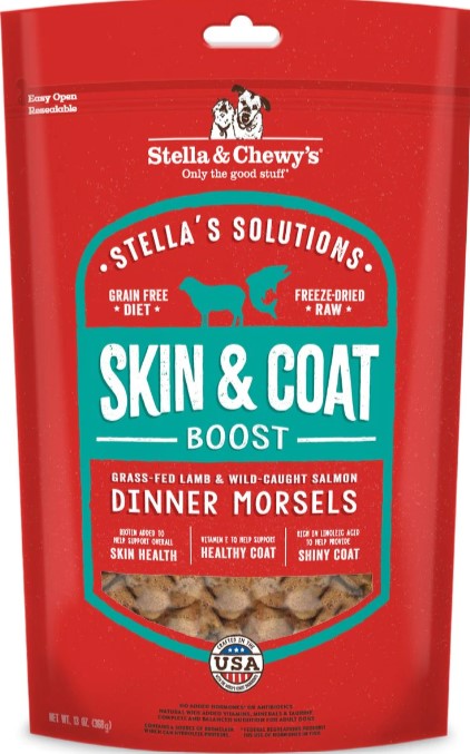 Stella & Chewy's Stella's Solutions Skin & Coat Boost Freeze-Dried Raw Grass-Fed Lamb & Wild-Caught 13oz