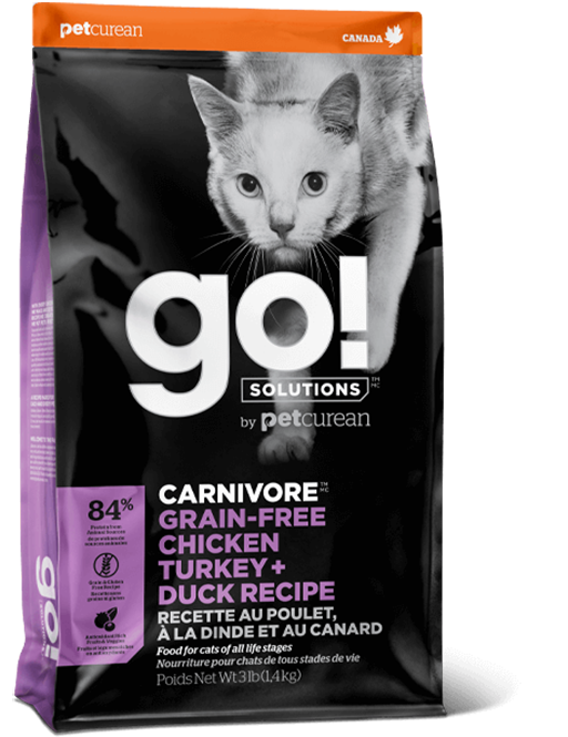 GO! SOLUTIONS™ CARNIVORE Grain Free Chicken, Turkey + Duck Cat Food 8lb