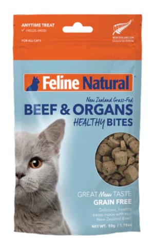 Feline Natural Beef Healthy Bites Cat Treats 50g