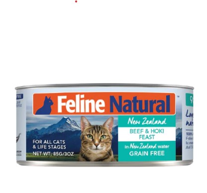 Feline Natural F9 Beef & Hoki 牛肉及藍尖尾鱈魚盛宴 貓罐 貓濕糧 85g