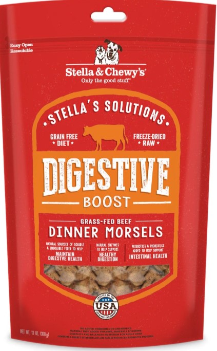 Stella & Chewy's - Stella's Solutions Digestive Boost Freeze-Dried Raw Grass-Fed Beef Dinner Morsels Dog Food 13oz