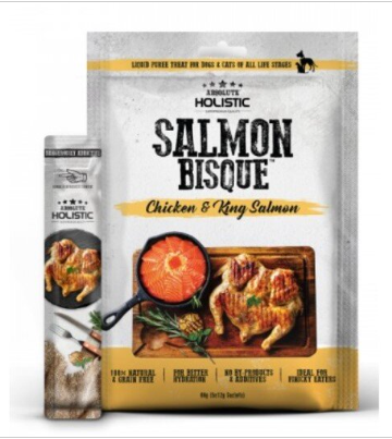 Absolute Holistic - Salmon Busque Liquid Puree Treats (Chicken & King Salmon) for Dogs & Cats 12g x 5
