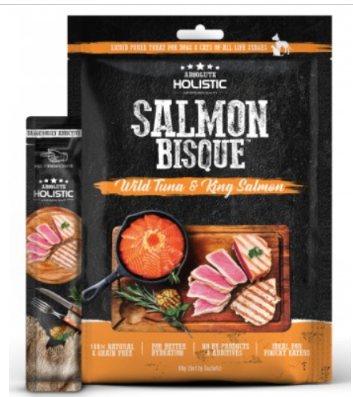 Absolute Holistic - Salmon Bisque Liquid Puree Treats (Wild Tuna & King Salmon) for Dogs & Cats 12g x 5
