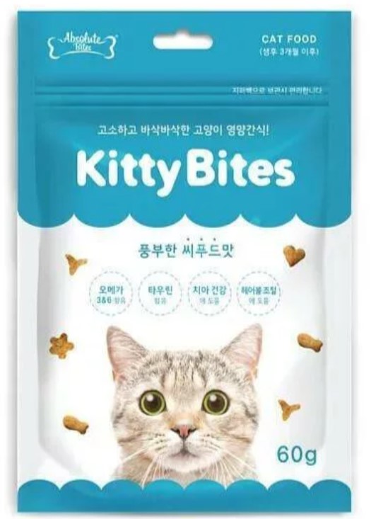 Absolute Bites - Kitty Bites潔齒化毛美毛 貓咪營養小脆餅 (海鮮味) 60g