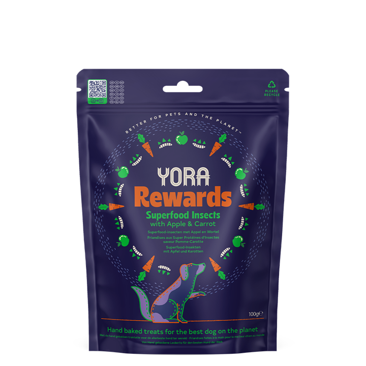 YORA - Rewards Treats 狗狗餅乾零食 (營養昆蟲加燕麥、胡蘿蔔和蘋果) 100g 