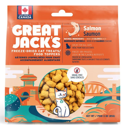 GREAT JACK'S - Salmon Freeze-Dried Grain-Free Cat Treats 3oz
