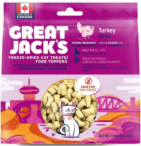 GREAT JACK'S - Turkey Freeze-Dried Grain-Free Cat Treats 3oz