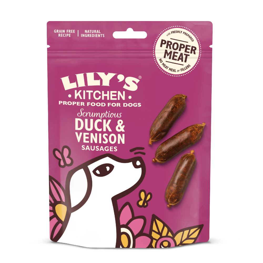 Lily's Kitchen Grain-Free Cracking Duck & Venison Sausages for Dogs 70g