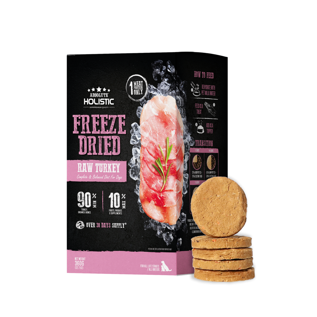 Absolute Holistic - Freeze Dried Patty Turkey Complete & Balanced Diet For Dogs 360g