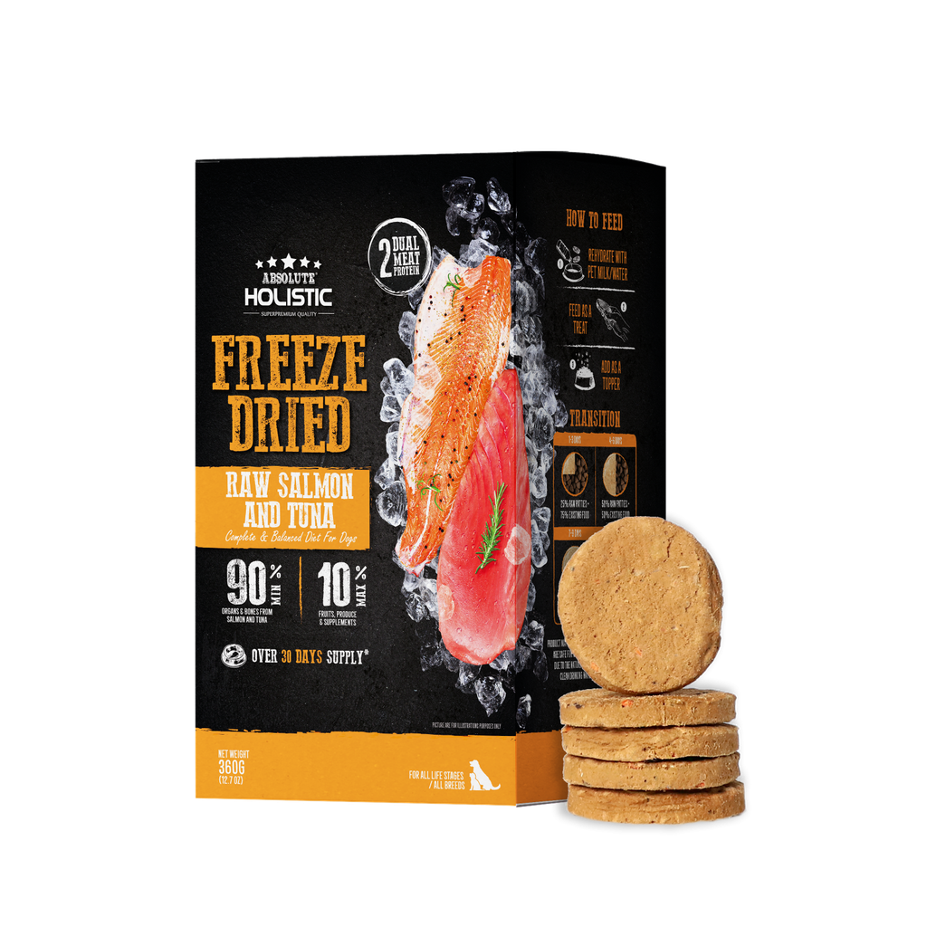 Absolute Holistic - Freeze Dried Patty Tuna and Salmon Complete & Balanced Diet For Dogs 360g