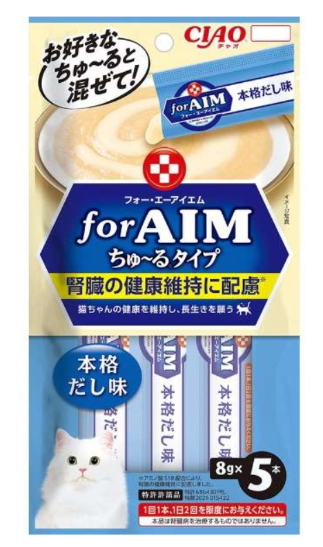CIAO - AIM腎臟健康維持系列 氨基酸S18鰹魚湯味 貓貓肉泥小食 8g x5 