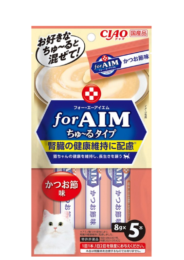 CIAO - AIM腎臟健康維持系列 氨基酸S18, 鰹魚味 貓貓肉泥小食 8g x5 